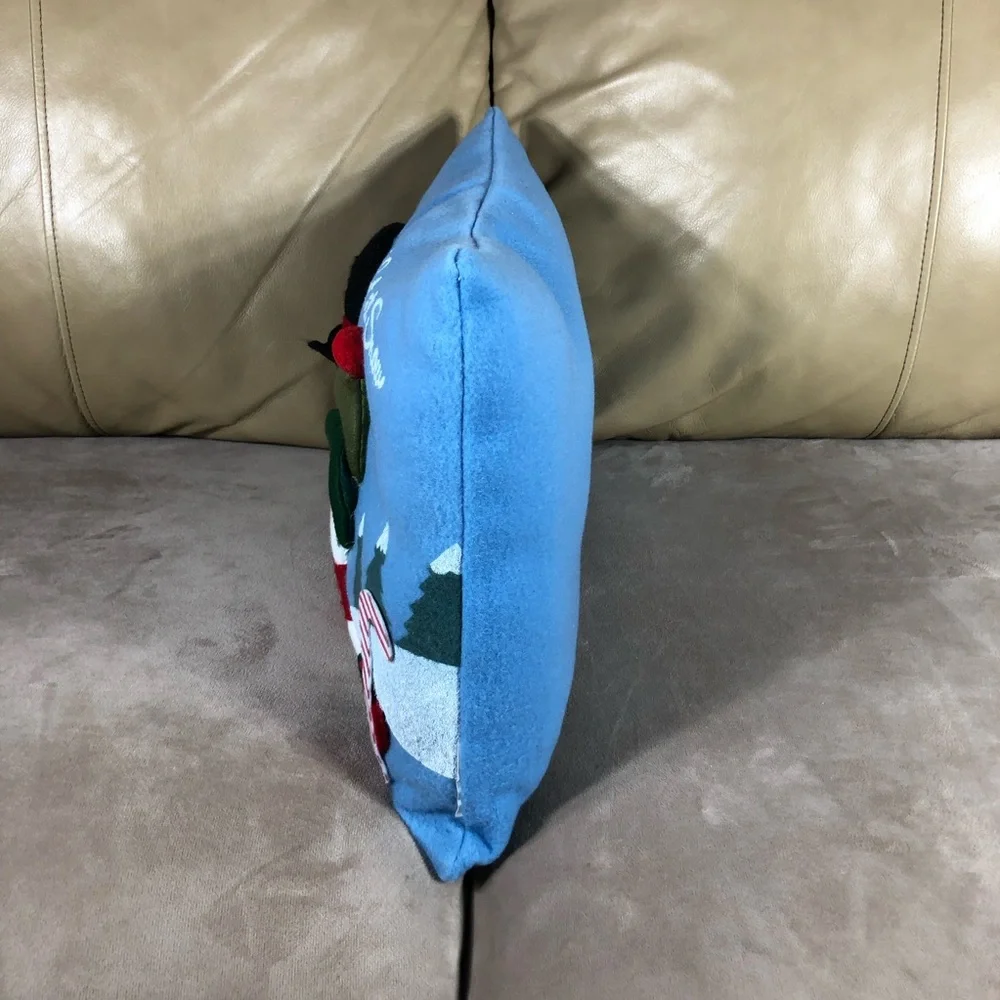 2 Hand Made 3D Felt Multicolor Christmas Holliday Snow Men Reindeers Pillows‎